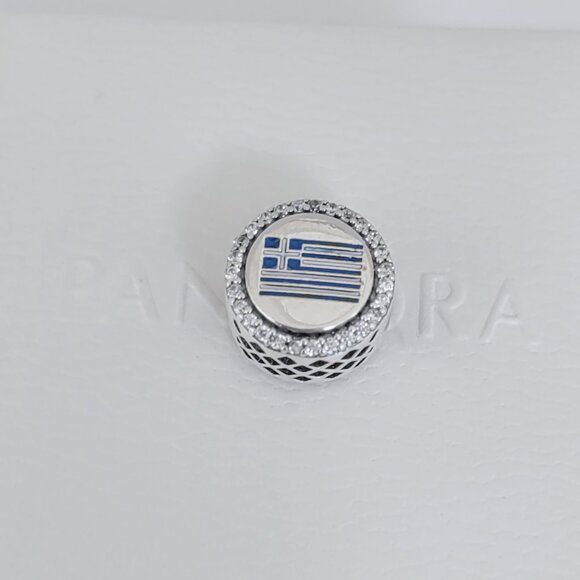 Pandora Greece Flag Charm Bead Exclusive Travel Pendant S925 Silver with box - Picture 2 of 6